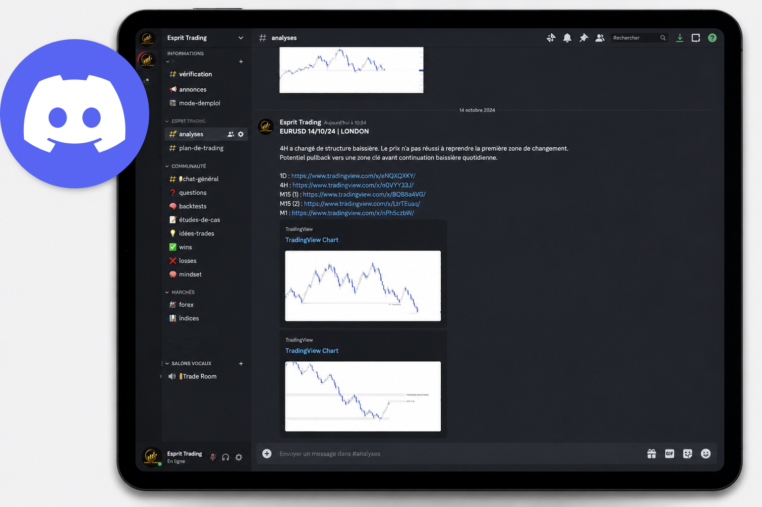 Support et communaute Esprit Trading